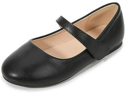 Scarpe da battesimo da bambina 27 scarpe da comunione classiche tinta unita scarpe da ballo piatte comode e leggere scarpe da scuola Mary Janes casual per bambini con chiusura in, Nero , 28 EU