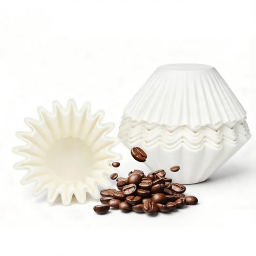 RunXinDa 150-Pack White Coffee Filters, 150 Flat Bottom Paper Filters for 1-2 Cups, Compatible with Kalita Wave 155 Dripper, Pour Over & Single Serve Coffee Makers