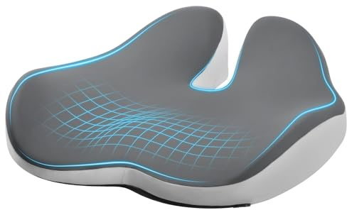Alyvisun Cojín coxis de Espuma viscoelástica, cojín coccígeo con Soporte ergonómico en Forma de W, Tejido Fresco y Transpirable, Base Antideslizante para Uso en Escritorio, Coche y hogar