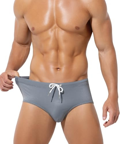 Mauro Kane Slip de Bain Homme Piscine Maillot de Bain pour Homme Natation Swim Briefs avec Cordon de Serrage Réglable, Élasticité et Séchage Rapide