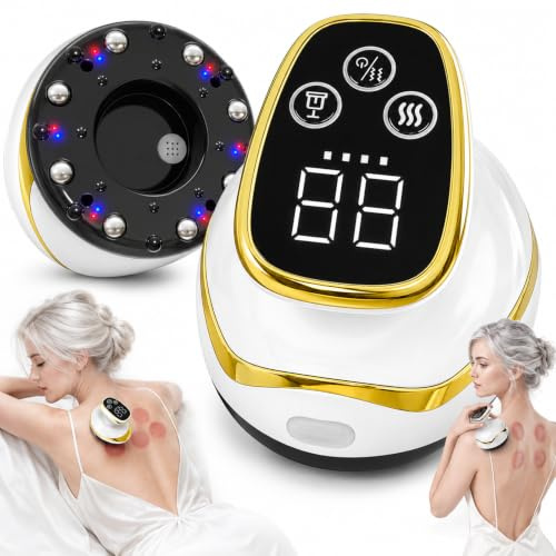4-i-1 anti-celluliter massageapparat för helkroppen, vakuum Gua sha värme | Elektrisk trådlös massageapparat mot celluliter med 9 värmenivåer och sugnivåer för åtstramande hud, helkropp skönhetsmassage