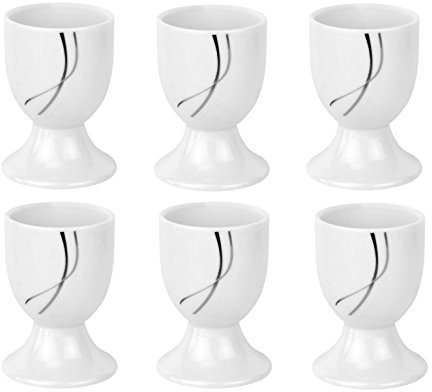 Van Well 6er Set Eierbecher 4,8cm und Eierlöffel 12,5cm Silver Night