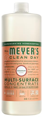 MRS. MEYER'S CLEAN DAY Multi-Surface Everyday Concentrate, Geranium Scent, 32 Fl Oz Bottle