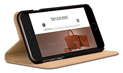 Beyzacases Genuine Leather Arya Folio Case for Apple iPhone 6/6S - Beige
