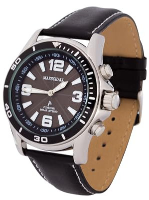 Marschall Deutsch sprechende Herren Armbanduhr I Mit Solarpanel I 1146SL I Funkarmbanduhr I Für Blinde, Senioren und Demenzkranke I Datum- und Zeitansage