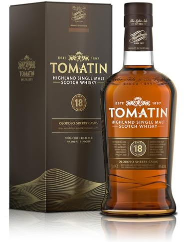 Tomatin 18 Year Old Highland Single Malt Scotch Whisky 46% alcohol/vol 70cl Glass Bottle in Gift Box