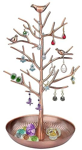 Discoball Jewellery Display/Stand/Holder - New Antique Silver Bronze Birds Tree Earring Necklace Bracelets Jewelry Holders Hanging Organiser Rack Tower
