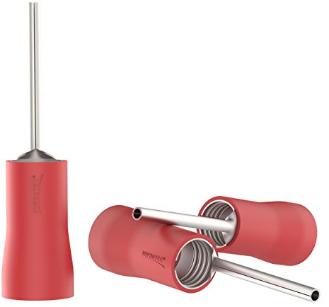 AUPROTEC 100x Capicorda a Puntale 0,5-1,5 mm² rosso punta 10 mm PTV Connettori Puntali Rotondi Preisolati PVC Tipo Pin Tondo Rame Stagnato Terminali per Cavi Fili Elettrici