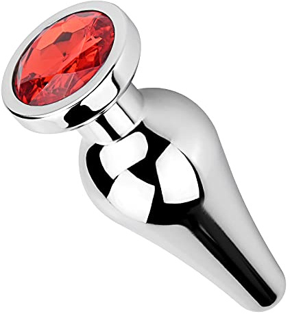 Roluck Plug anal con Stoss Metal Analplug Juwel Buttplug anal cónico Buttplug anal dilatador anal (rojo, L)