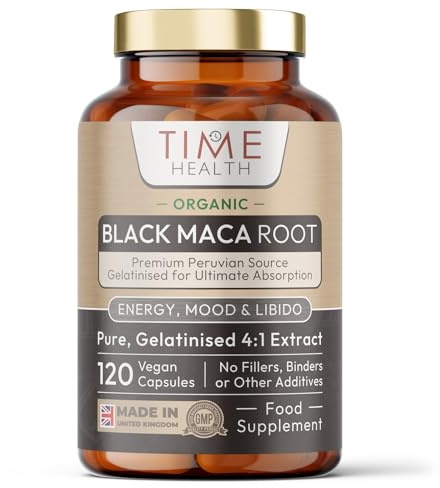 Gelatinized Black Maca Root - 2600mg Wholefood Equivalent - Peruvian - Soil Association Certified Organic - Vegan - GMP Standards - No Fillers, Binders or Flow Agents - Pullulan (120 Capsules)