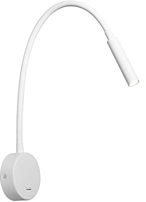 DAWALIGHT Bettleuchte Schwanenhals Lampe Weiss, Leseleuchte Wand LED 3W 3000K Warmweiß Wandleseleuchte Schlafzimmer, Leselampe Wand mit Schalter, Aluminium