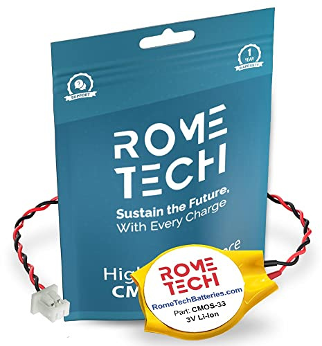 Rome Tech CR2016 CMOS Battery for ASUS Vivobook S200E X202E / ASUS Probook/Dell XPS 1810 XPS 1820 - Laptop Backup BIOS RTC 3V CR 2016 Battery with 2 Wire Medium Cable Regular Connector