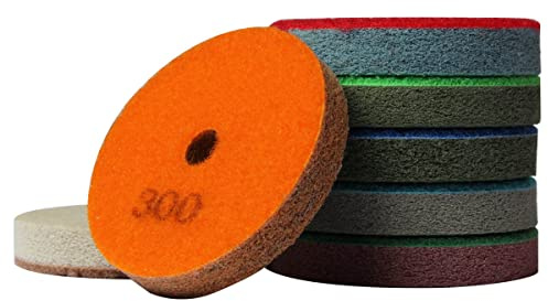 4 Diamond Sponge Fiber Polishing Pad 300-10000 Grit - Polishing Tile Stone Marble Concrete Ceramics Glass 7set