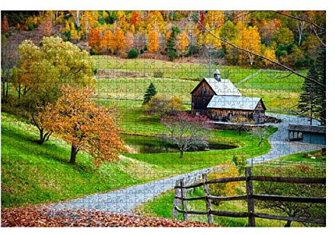1000 Piece Jigsaw Puzzle New England Countryside Farm In Autumn Landscape Rural Scenery Stock Puzzle Sets Home Wall Decor Sustainable Puzzle For Adults Family Games Wooden Puzzles For Adults