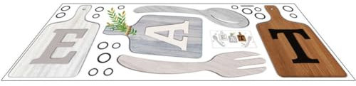 STOBAZA Wandaufkleber Für Die Küche Löffel Schüssel Schneidebrett Schild Aufkleber Wandaufkleber Zum Thema „Essen“ Selbstklebender Wandaufkleber Zum Abziehen Und Aufkleben Für