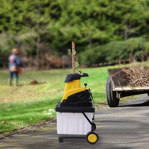 Elektro Gartenhäcksler Walzenhäcksler mit 45 Liter Auffangbehälter Von Holz Ästen Trockenen Blättern Usw