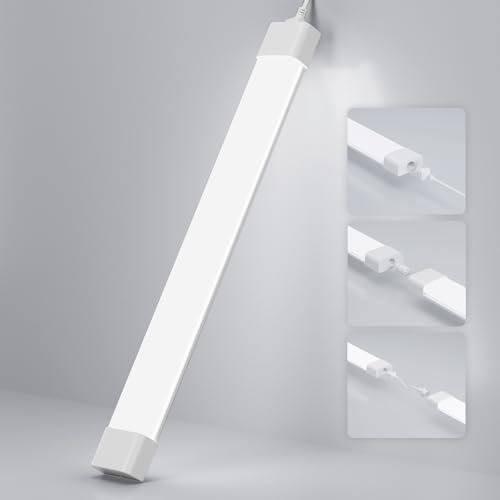 Amdelne Feuchtraumleuchte LED 120cm, 36W 4000LM LED Neonröhre, Kalteweiß 6000K Feuchtraumlampe, IP65 Wasserfest Wannenleuchte, Werkstattlampe, Kellerleuchte, Deckenleuchte für Büros Lager Garage