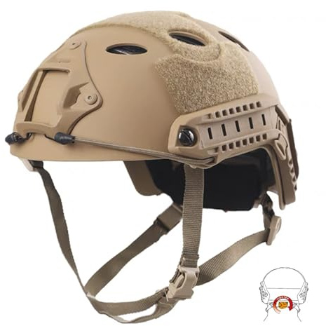 Tactical veloce Casco con occhiali Military Tactical Helmet CS Airsoft SWAT Paintball della base di Casco Protettivo (Adjust+DE)