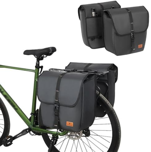 XBERSTAR Cykelväska, cykelväska, packväska, väska, vattentät, cyklar, väska, stor kapacitet, cykelställ, bagageutrymme (förpackning med 2)