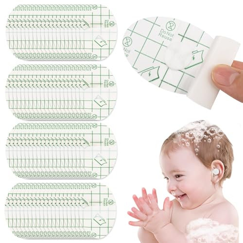 Hawdows 80 Stück Ohrenschutz Schwimmen Kinder, Wasserdicht Ohr Patches Ohrenschutz, Einweg Ohr Wasserdichte Aufkleber, Einweg-Atmungsaktiv Ohr-Patch Kinder für Baby Schwimmen Baden