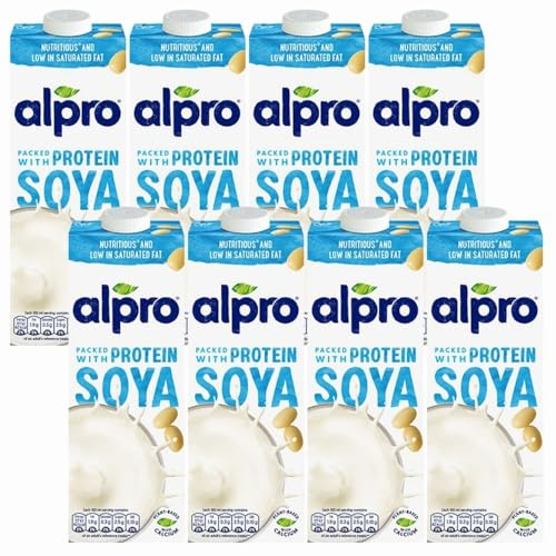 Alprodrink Original Soya Milk 1L x 8, Plant Based Vegan Drink, Long Life UHT Dairy and Gluten Free with Welari Thank You Card | (8pack)