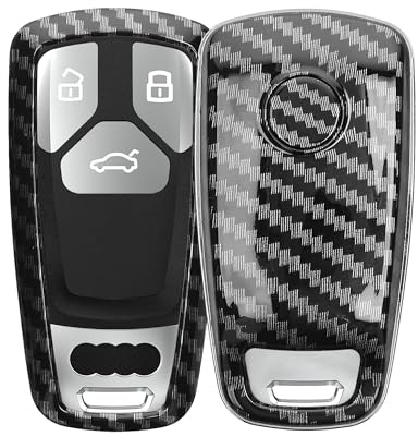 kwmobile Bilnyckelfodral kompatibelt med Audi 3-knappar Smartkey bilnyckel (endast Keyless Go) – hårt fodral skyddsfodral – kol – svart