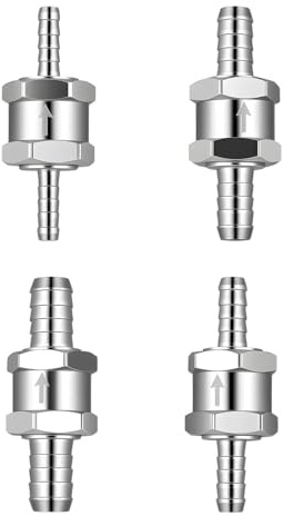 Juego de 4 Válvulas Antirretorno de Combustible de Aluminio 6 8 10 12mm, Válvula Unidireccional para Gasolina Diésel, Sistemas de Carburador Baja Presión, Coche Moto Barco