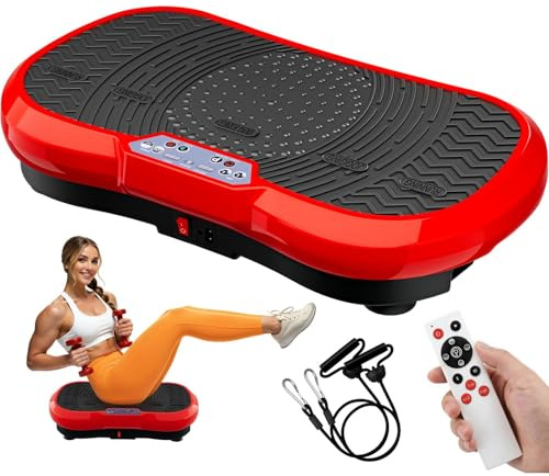 TLGREEN Piastra vibrante a 120 livelli, 10 programmi di allenamento, design compatto, fasce per allenamento, antiscivolo, motore silenzioso, tavola per il fitness a casa, allenamento per tutto il