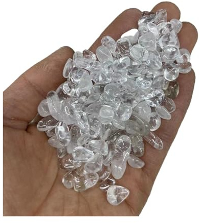 YXINAER Grava para Acuario Paquete de 50-500 g Chips Cristales Blancos Colores, Grava Cuarzo, Piedra Reiki for Acuario, decoración del hogar, Bricolaje, Feng Shui(500g)
