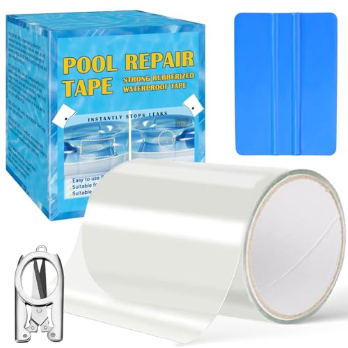 Asticers Kit Reparation Piscine 10x152cm, Ruban Adhésif Etanche, Patch Réparation Liner Piscine, Rustine Piscine sous l'eau Auto-Adhésifs, pour réparer Matelas gonflables, Anneaux de Natation