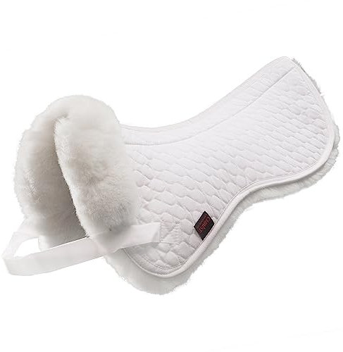 Werner Christ Lammfell Sattelpad Ultra Sattelkissen aus echtem Fell mit Wirbelsäulenfreiheit, (kein Schaffell entlang des Wirbelkanals), Lammfellpad in weiß, Größe Warmblut