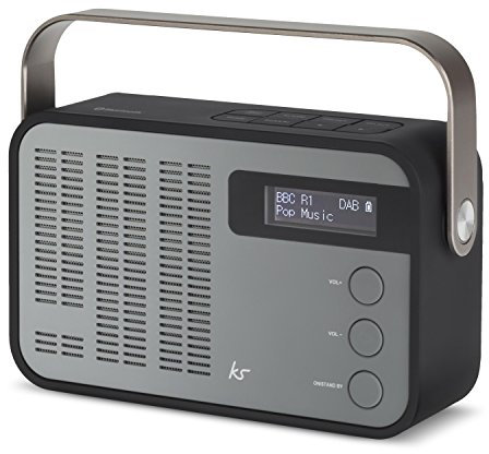 KitSound Classic DAB+/FM Wireless Portable Radio with Bluetooth and Alarm Function, Black/Grey