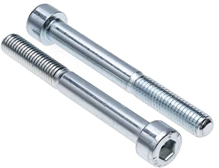 Viti a Testa Cilindrica M10 Classe Strenght Sleel 8.8 (Quantità da 2) Zincato Esagonale Brugola Filettati Fasteners Cilindrico Heavy Duty Certificato Standard DIN912 (10mm x 80mm)