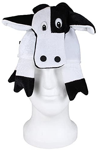 Alsino Tiermütze Lustige Partyhüte Plüsch Hut für Erwachsene Schwein Kuh Stier Elefant Huhn Flamingo Hahn Wolf Pferd, Model wählen :Kuh