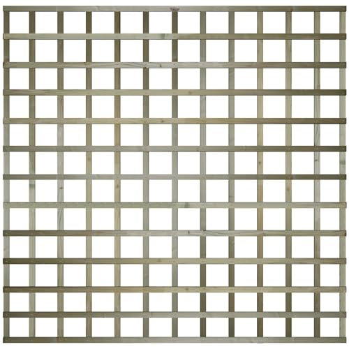 Premier Flat 6x6ft (W: 6ft x H: 6ft) Frameless Rough-Sawn Square Trellis Pressure-Treated Garden Panel with 100-120mm Squares Fence Topper/Wall Art Width 1828mm x Height: 1800mm