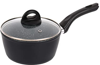 URBN-CHEF FORGECROSS Black & Grey Marble Forged Pressed Aluminium Non Stick Induction Safe Cooking Pots Pans Saucepans Cookware (18cm Saucepan)