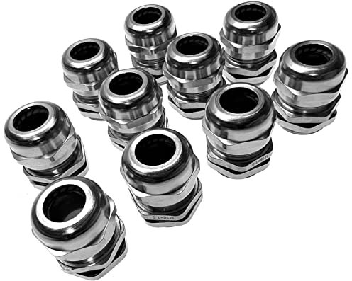 10 presse-étoupe M18 x 1,5 (métrique) avec contre-écrou nickelé en laiton pour un diamètre de câble de 5 à 10 mm et un diamètre de montage de 18 à 18,2 mm IP68
