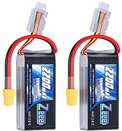 Zeee 2S Lipo Battery 2200mAh 7.4V 50C RC short Battery with XT60 Plug for FPV Drone Quadcopter Helicopter Airplane RC Boat RC Car RC Models(2 Pack)