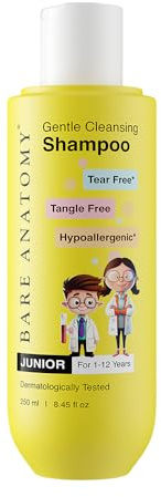 Bare Anatomy Junior Gentle Cleansing Shampoo For Kids from 5-12 Years | Tear-Free & Hypoallergenic pH 5.5 | Coconut Milk Protein, Almond Oil, Vitamin E & Strawberry 250 ml