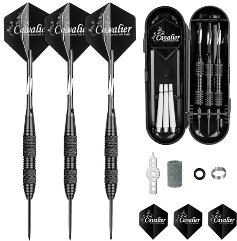 flintronic Fléchettes Pointe Acier 23g, 3 Fléchettes avec Pointe en Acier Noir, Set de Fléchettes Pointes Acier avec Ailettes, Arbres De fléchettes, Protecteurs De Vols