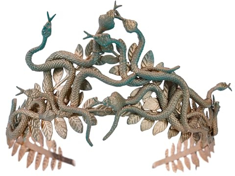 CoTeeZa Greek Medusa Snake Crown - Cosplay Headband Medusa Costume Headband Halloween Greek Goddess Headdress with Laurel Leaves Masquerade Party Golden Green