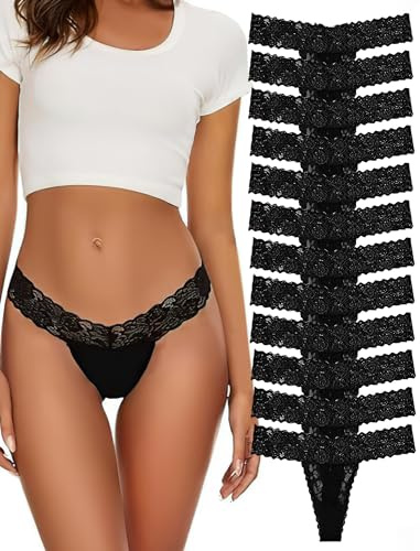 Evolyline string tanga dam bomull tanga dam sexig tanga spets ventilerande stringset för kvinnor flerpack string tanga dam set underbyxor spets underkläder