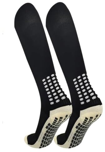 Suithink 1 Pair Black Long Grip Socks Soccer socks for Men, Knee socks Non Slip Grip Pads for Football Basketball Sports