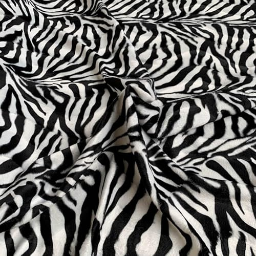 EU Fabrics Faux Fur Pony Skin Fabric | Animal Print Velboa Fabric for Blankets | Soft Short Pile Furry Material for Costumes (Zebra, 1 Metre x 147cm)