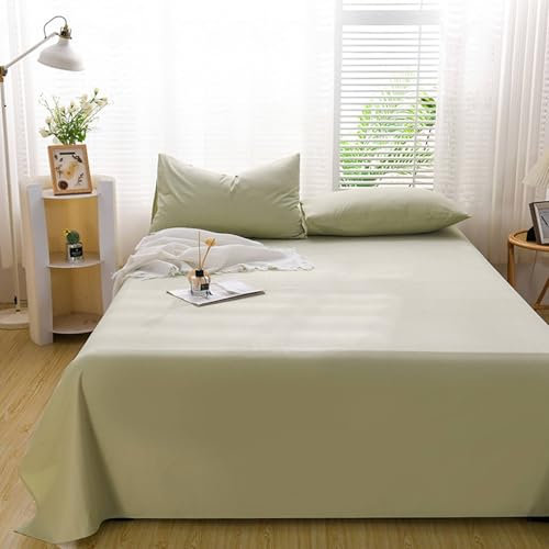 Bettlaken, Helles Olivgrün Baumwolle Betttuch, für Boxspringbetten, Atmungsaktiv und komfortabel | 160x230cm, mit 2 Kissenbezügen