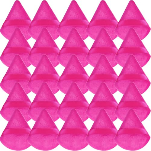 GXXMEI 30PCS Powder Puff Face Makeup Sponge Soft Velour Triangle Powder Puffs for Loose Powder Setting Powder Cosmetic Foundation Beauty Sponge, Stocking Stuffers Gift for Women (Pink)