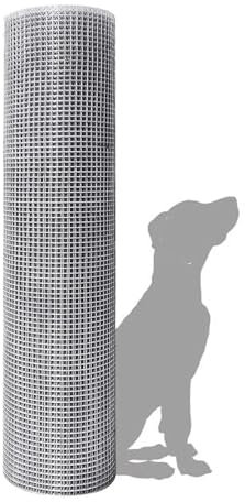 Creperture Grillage Métallique, 1 m x 25 m Grillage a Poule en Acier Galvanise pour Plantes de Jardin, Plate-bande Surélevée, Fil de Poulet Clôture pour Lapin, Campagnol, Oiseaux, Maillage 0,9 mm