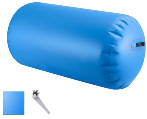 JF HOME BLISS Inflatable Gymnastics Air Roller Barrel 100cm Tumbling Mat Professional Backbend Trainer for Yoga/Backflip Training Home Gym Use High-Weight Capacity & Waterproof Design (Blue)