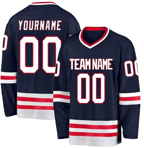Maillot de Hockey Personnalisé Concevez Votre Maillot Hockey sur Glace Manches Longues Personnalisé avec Votre Nom/équipe/Numéro Personalised Training Clothing Marine