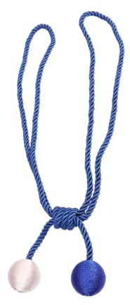 Amosfun Correa para Cortina de Doble Bola Azul Marino, Abrazadera Decorativa de Tejido Trenzado, Par de Lazos para Sujetar Cortinas Pequeñas y Transparentes, Accesorios Versátiles